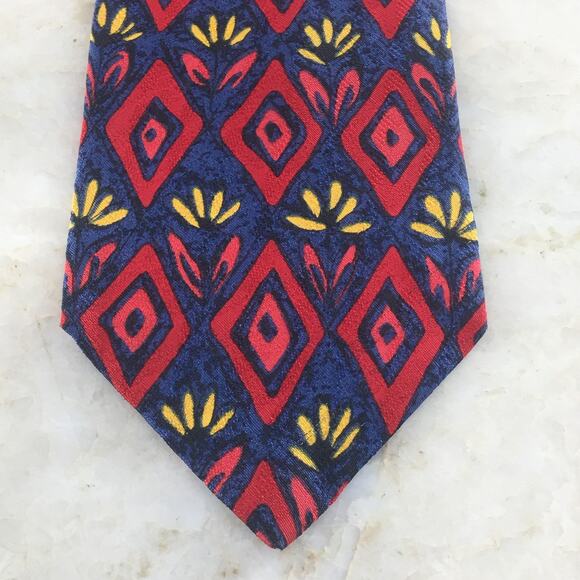 PRINCIPLES FOR MEN  BLUE RED YELLOW ALL SILK NECKTIE - Picture 1 of 12